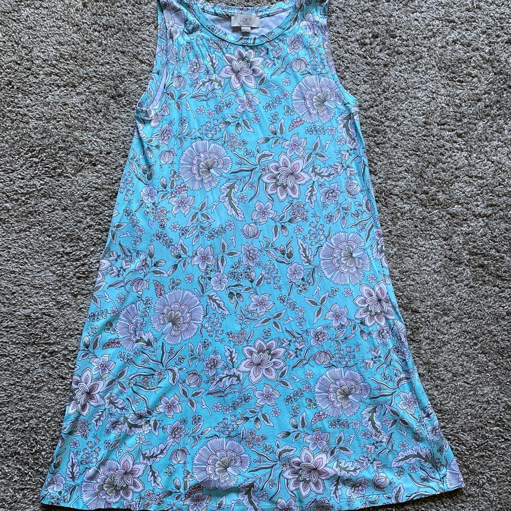 Loft Blue Floral Shift Dress